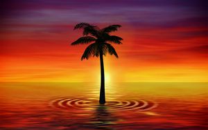 Preview wallpaper palm, art, twilight, sea