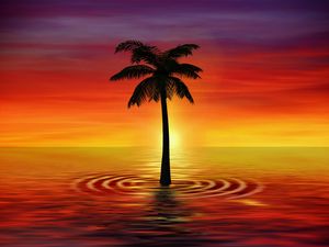 Preview wallpaper palm, art, twilight, sea
