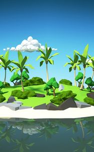 Preview wallpaper palm, island, 3d, clouds