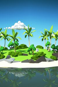 Preview wallpaper palm, island, 3d, clouds