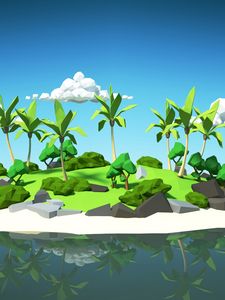 Preview wallpaper palm, island, 3d, clouds