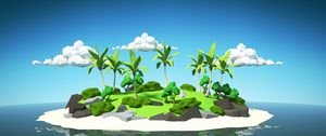 Preview wallpaper palm, island, 3d, clouds