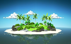 Preview wallpaper palm, island, 3d, clouds
