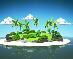 Preview wallpaper palm, island, 3d, clouds