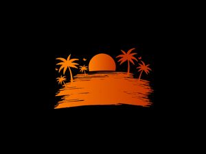 Preview wallpaper palm, sunset, vector, art, sun