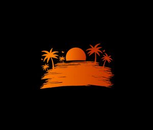 Preview wallpaper palm, sunset, vector, art, sun