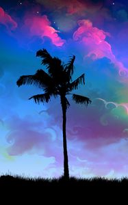 Preview wallpaper palm, tree, art, twilight, night