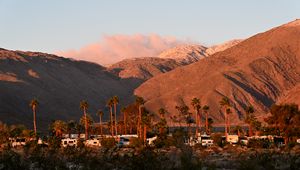 Preview wallpaper palm trees, hills, desert, oasis, nature