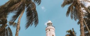 Preview wallpaper palm trees, lighthouse, sky, tropics, wind