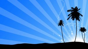 Preview wallpaper palm trees, silhouette, glare, art