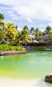 Preview wallpaper palm trees, water, tropics, sky