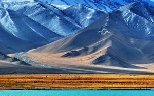 Preview wallpaper pamir, tajikistan, mountain, lake