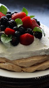 Preview wallpaper pancake, berries, cream, dessert