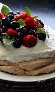 Preview wallpaper pancake, berries, cream, dessert