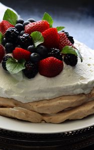 Preview wallpaper pancake, berries, cream, dessert