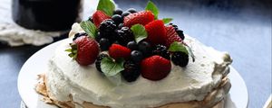 Preview wallpaper pancake, berries, cream, dessert