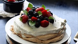 Preview wallpaper pancake, berries, cream, dessert