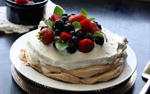 Preview wallpaper pancake, berries, cream, dessert