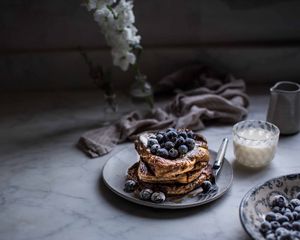 Preview wallpaper pancake, blueberries, baked