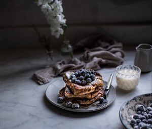 Preview wallpaper pancake, blueberries, baked