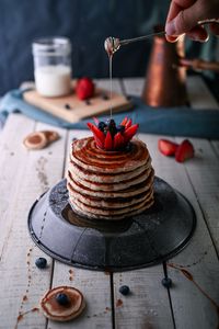Preview wallpaper pancakes, berries, honey, dessert, sweet