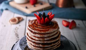 Preview wallpaper pancakes, berries, honey, dessert, sweet