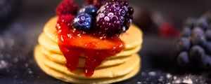 Preview wallpaper pancakes, berries, jam, dessert