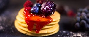 Preview wallpaper pancakes, berries, jam, dessert