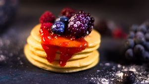 Preview wallpaper pancakes, berries, jam, dessert