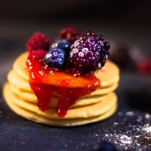 Preview wallpaper pancakes, berries, jam, dessert