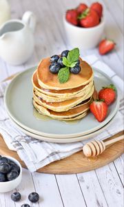 Preview wallpaper pancakes, berries, pastries, breakfast, dessert