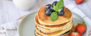 Preview wallpaper pancakes, berries, pastries, breakfast, dessert