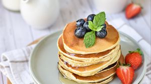 Preview wallpaper pancakes, berries, pastries, breakfast, dessert