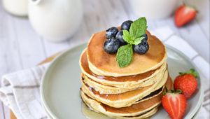 Preview wallpaper pancakes, berries, pastries, breakfast, dessert