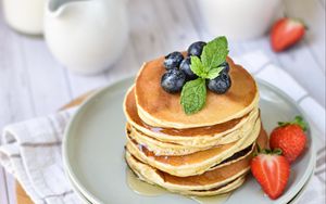 Preview wallpaper pancakes, berries, pastries, breakfast, dessert