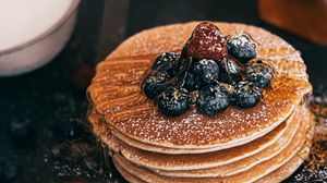 Preview wallpaper pancakes, berries, syrup, breakfast
