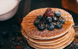 Preview wallpaper pancakes, berries, syrup, breakfast