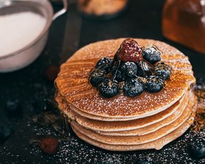 Preview wallpaper pancakes, berries, syrup, breakfast