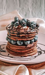 Preview wallpaper pancakes, blueberries, berries, dessert