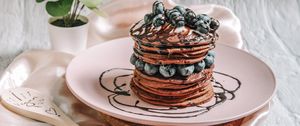 Preview wallpaper pancakes, blueberries, berries, dessert