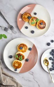 Preview wallpaper pancakes, blueberries, berries, mint, dessert