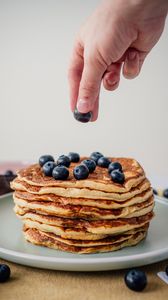 Preview wallpaper pancakes, blueberries, berries, breakfast, dessert