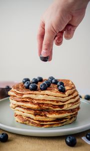 Preview wallpaper pancakes, blueberries, berries, breakfast, dessert