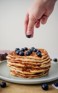 Preview wallpaper pancakes, blueberries, berries, breakfast, dessert