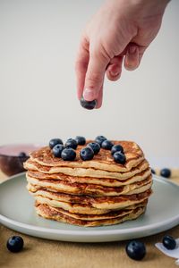 Preview wallpaper pancakes, blueberries, berries, breakfast, dessert