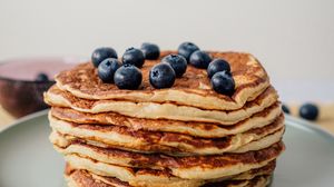 Preview wallpaper pancakes, blueberries, berries, breakfast, dessert