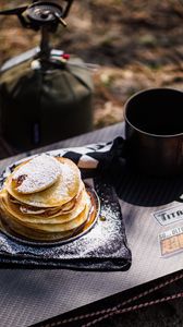 Preview wallpaper pancakes, cup, coffee, food