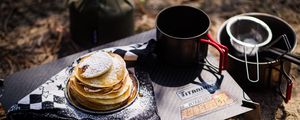 Preview wallpaper pancakes, cup, coffee, food