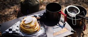 Preview wallpaper pancakes, cup, coffee, food
