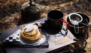 Preview wallpaper pancakes, cup, coffee, food